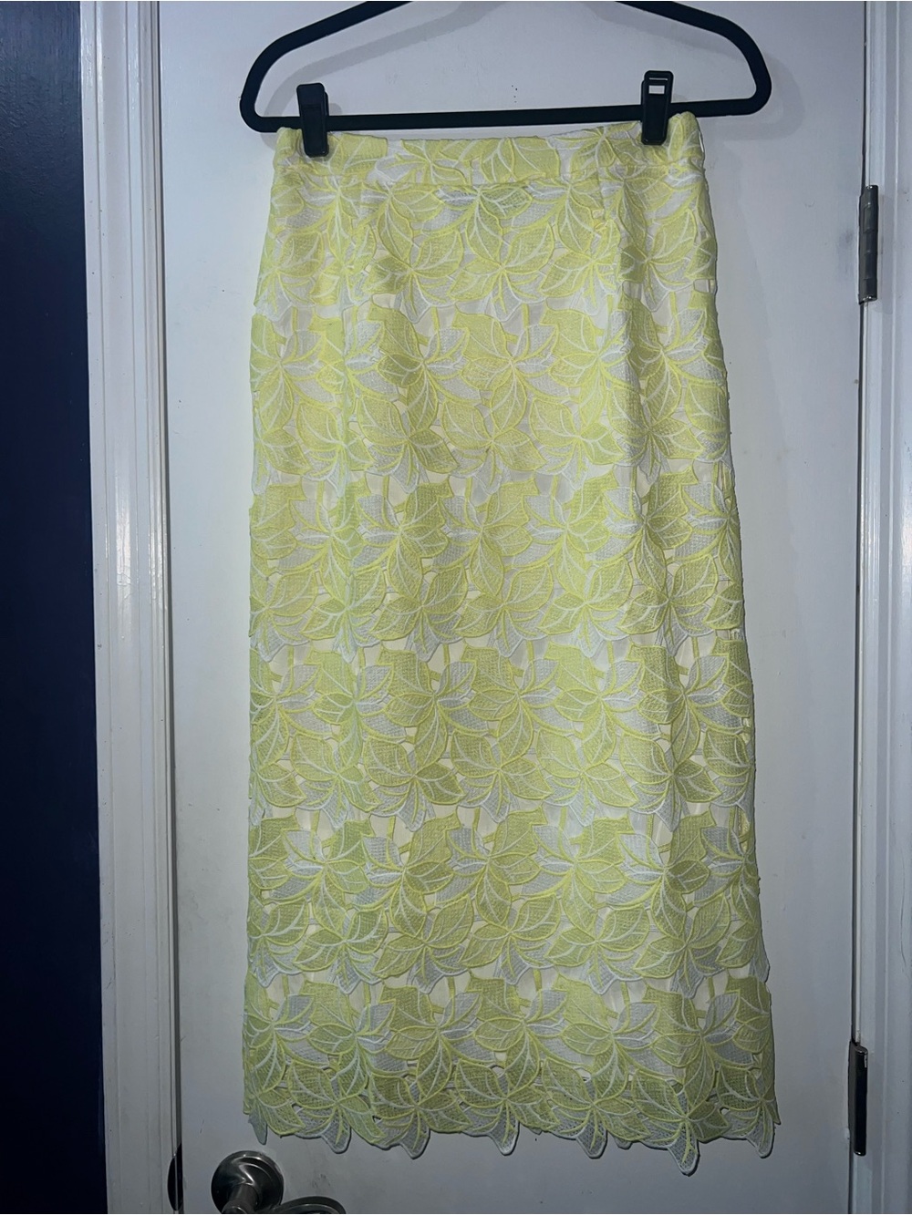 Sunday in Brooklyn by Anthropologie Yellow Floral Lace Midi Skirt